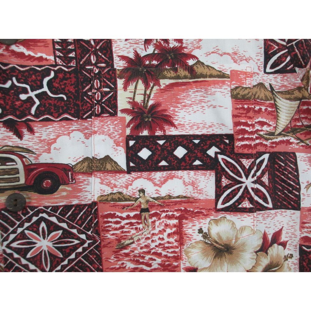 Royal Creations Shirt Mens Extra Large Red Floral Button‎ Up Hawaiian Beach - Picture 4 of 9